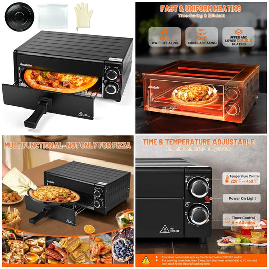 XMSJ Electric Pizza Oven 1800W Indoor Countertop Pizza Maker