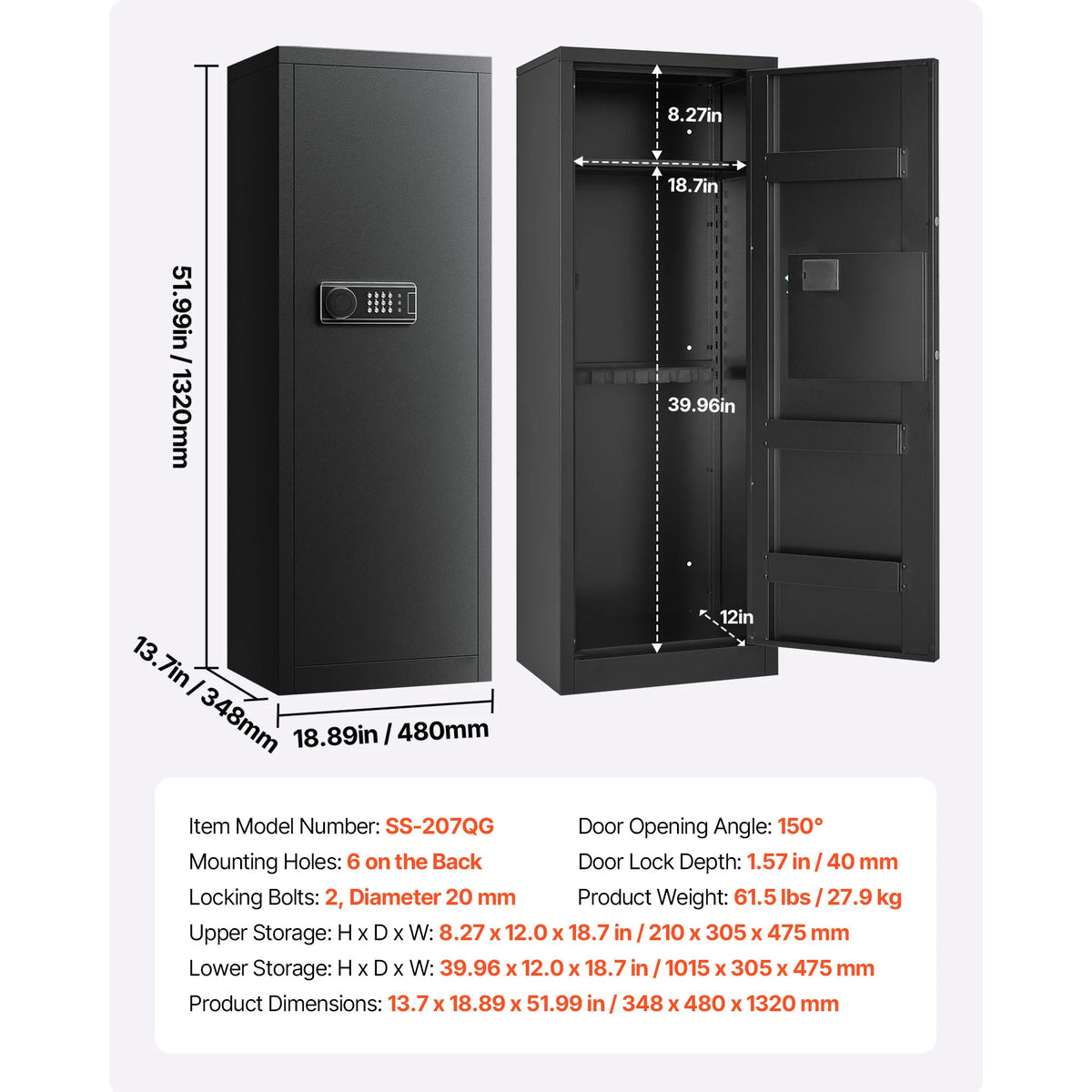SucceBuy Fireproof 4 Gun Long Gun Cabinet Digital Lock