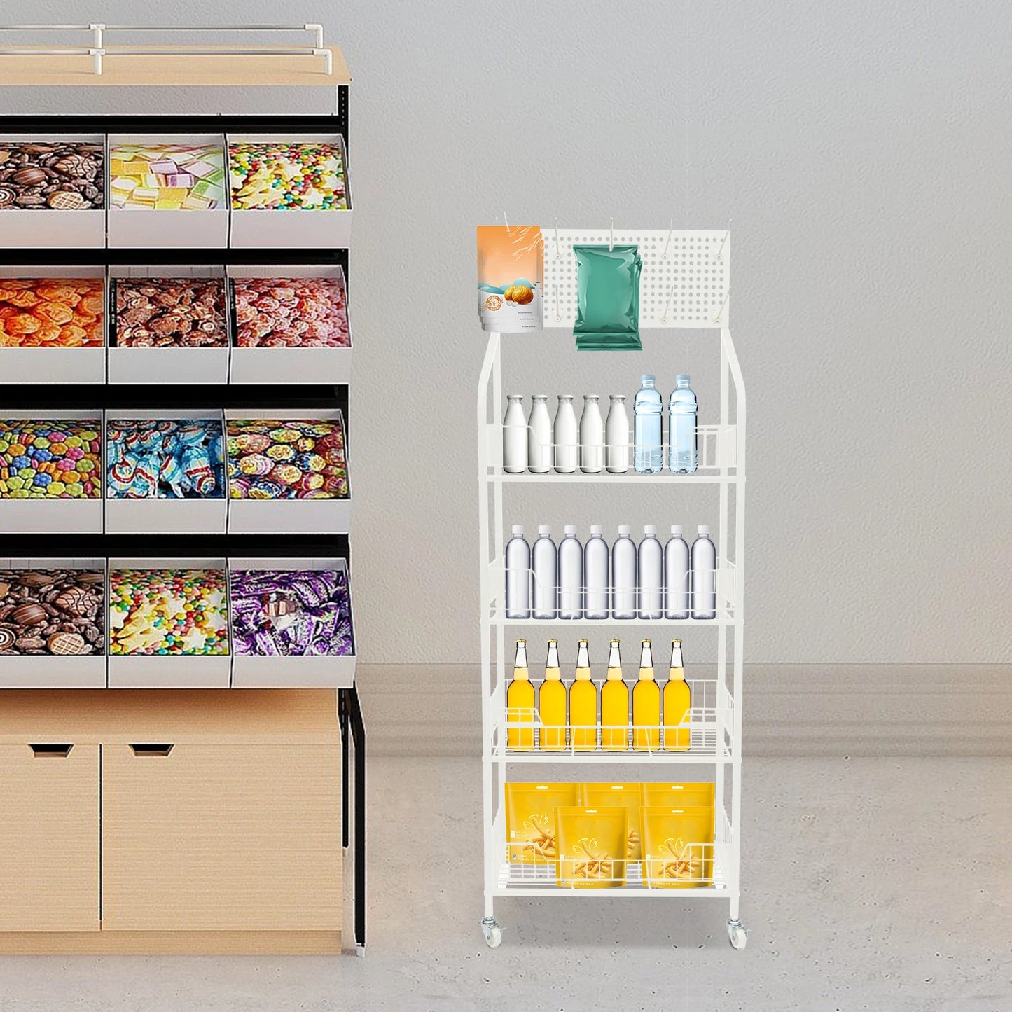 Four Tier Snack Rack Display Organizer Iron Retail Stand