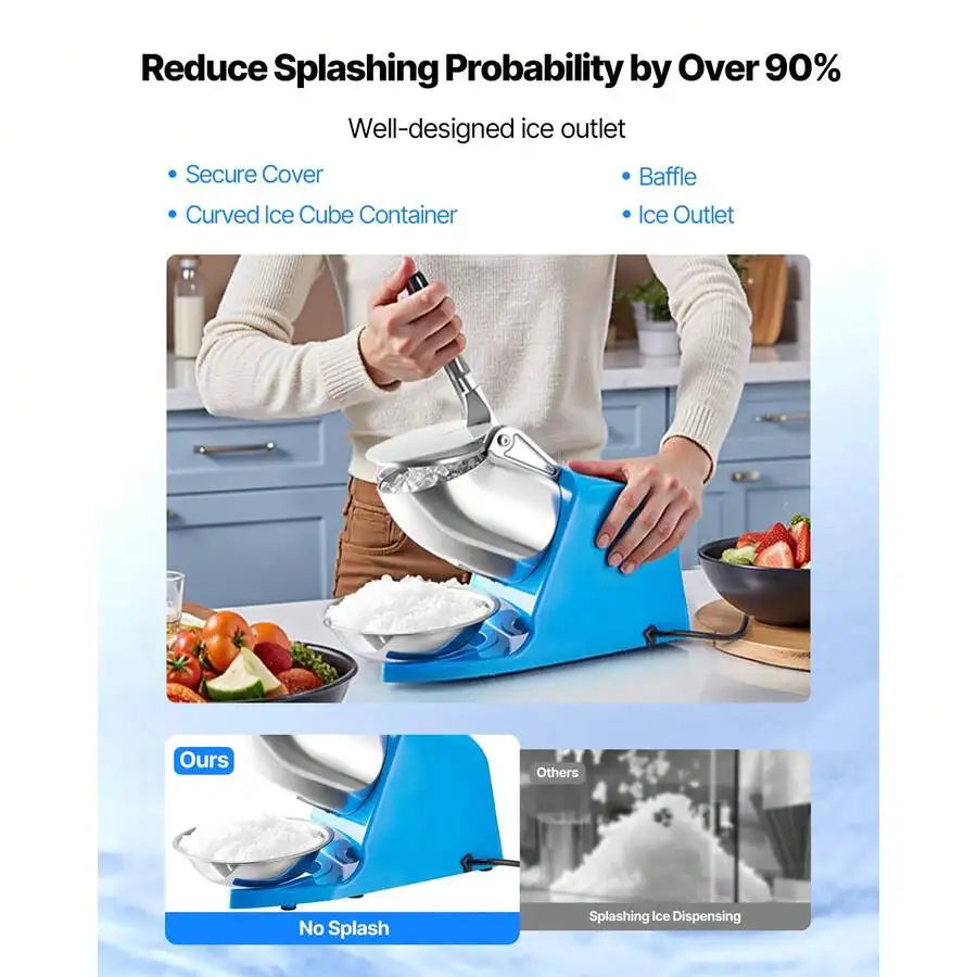XMSJ Ice Crusher Machine 286 Lbs Per Hour Electric Shaved Ice Machine