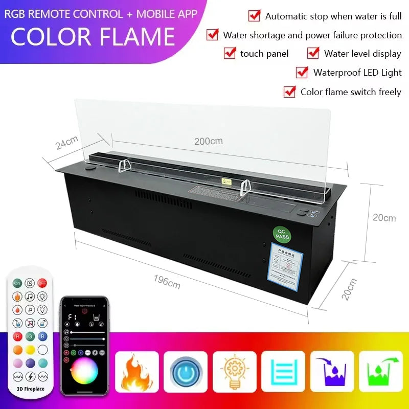 AFLYEVER 3D Flame Projection Fireplace With Fog And RGB Lighting