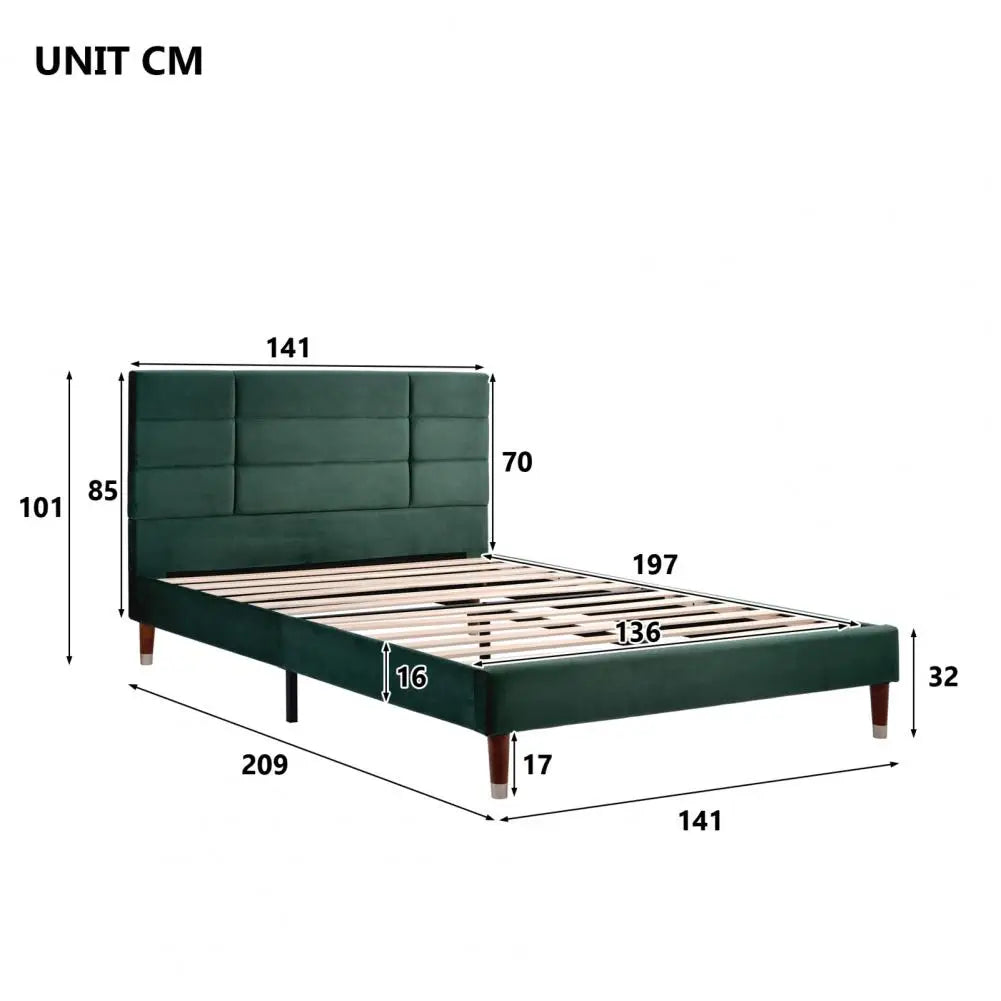 Bed Frame With Soft Headboard And Charging Station Metal
