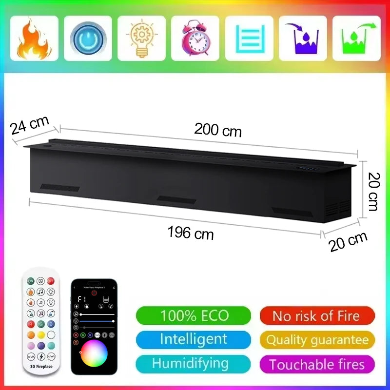 AFLYEVER Electric Water Mist Fireplace Remote Control 3D Flame Humidifier