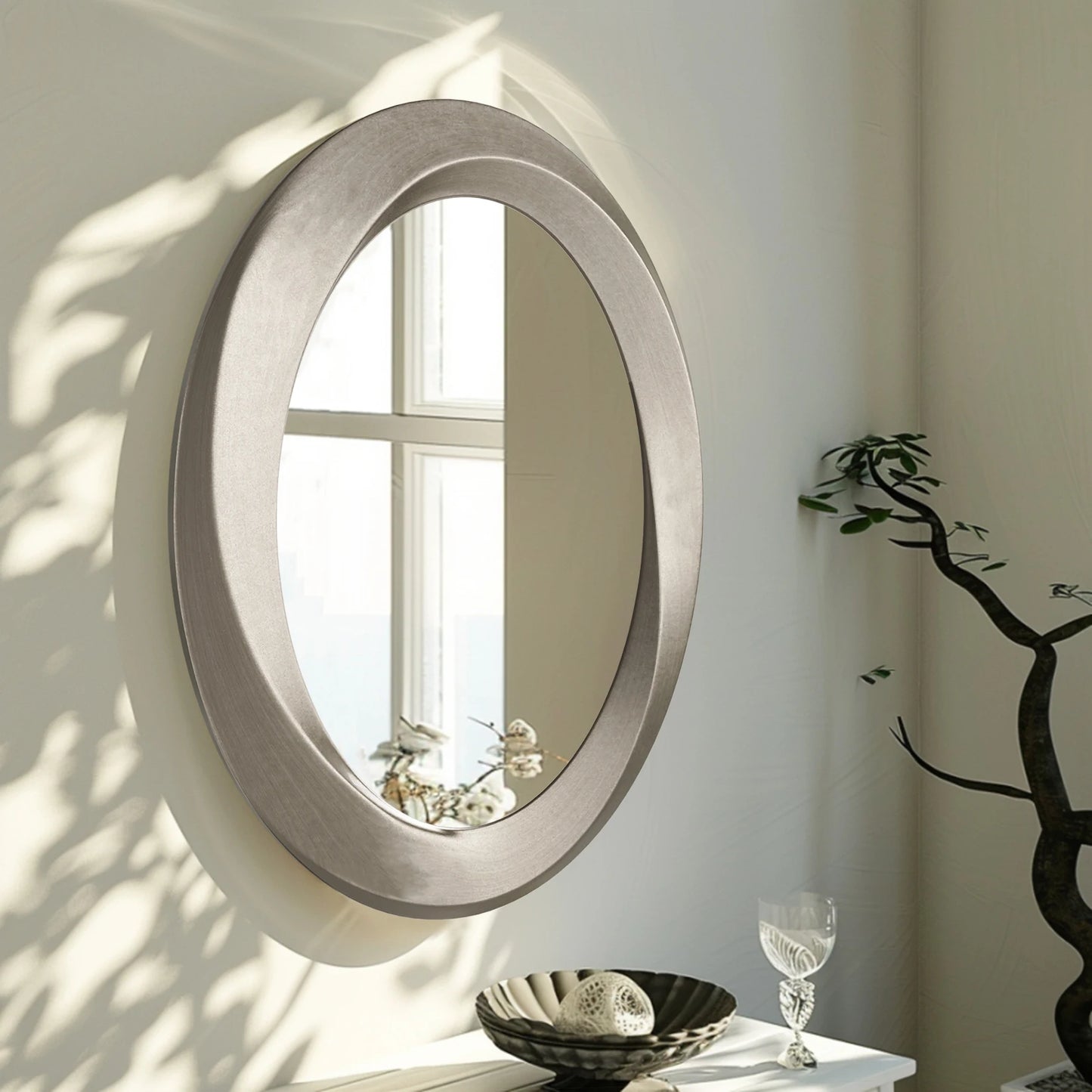 Oval Beveled Edge Baroque Mirror For Bathroom Vanity