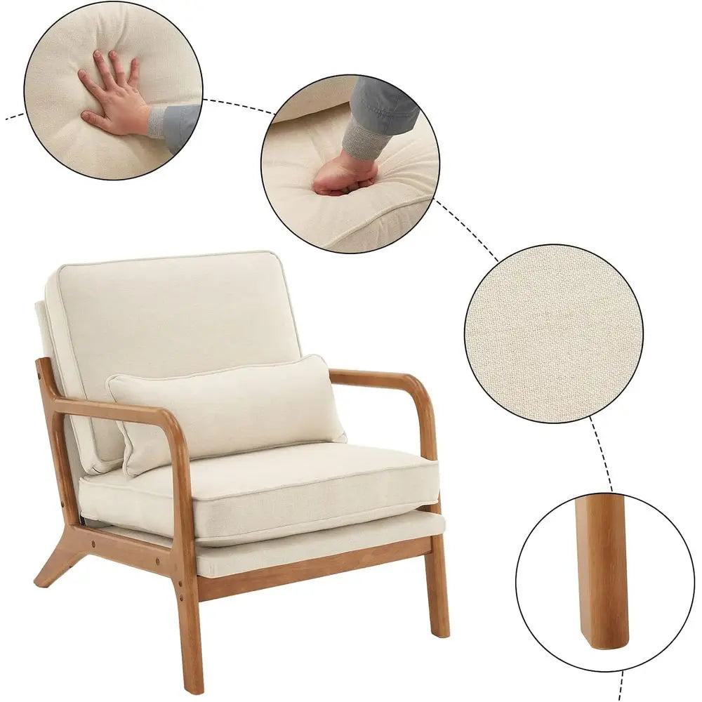 Upholstered Accent Chairs Set of 2 Mid Century Lounge Seating
