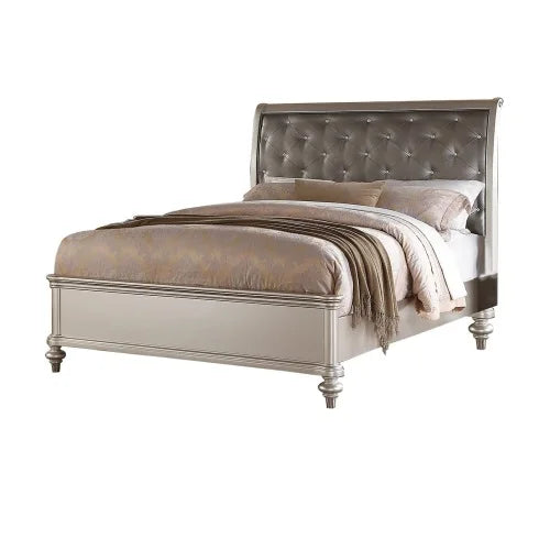 Glamorous 3Pc Bedroom Set Tufted Headboard With Nightstands