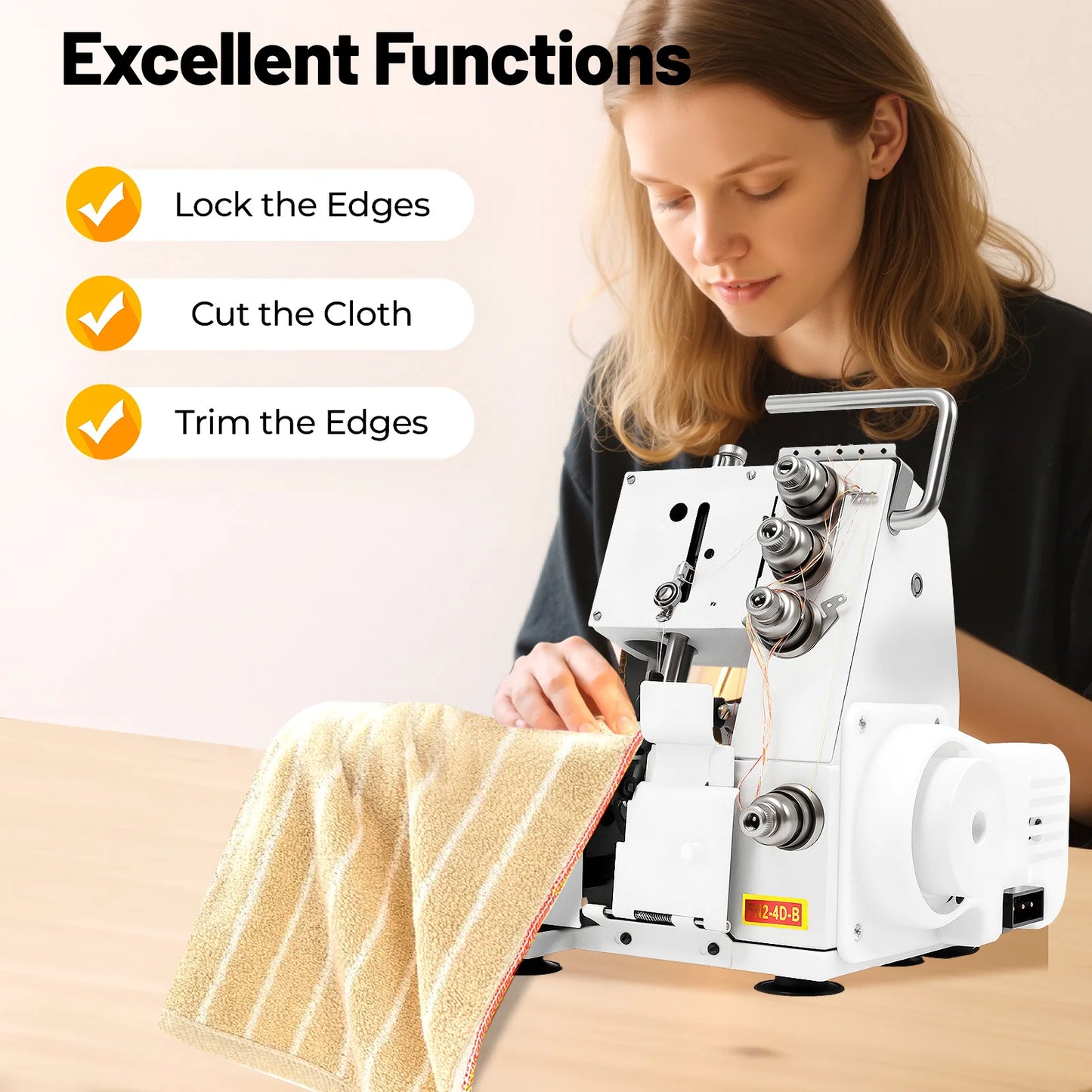 Four Thread Overlocking Sewing Machine For Cotton Silk Denim Fabrics