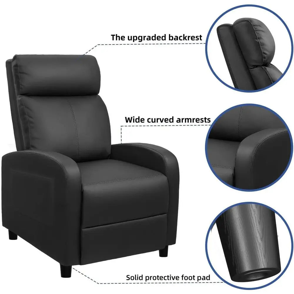 Massage Recliner Chair For Home Theater PU Leather With Cushioned Comfort