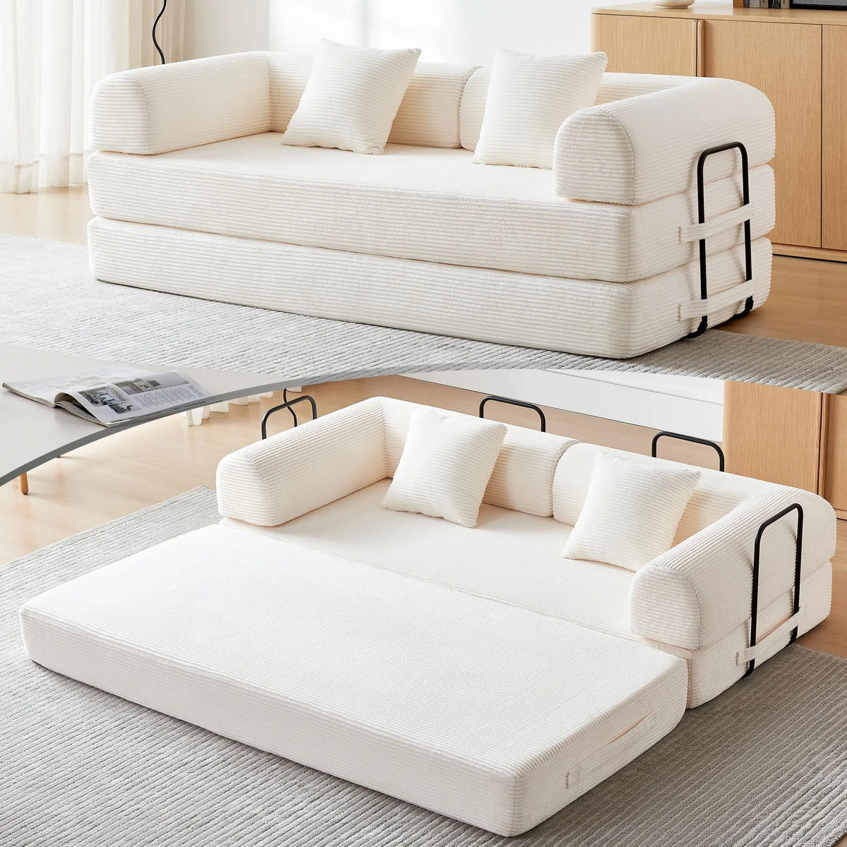 Convertible Boneless Futon Sofa Bed Multi Functional Sleeper Couch