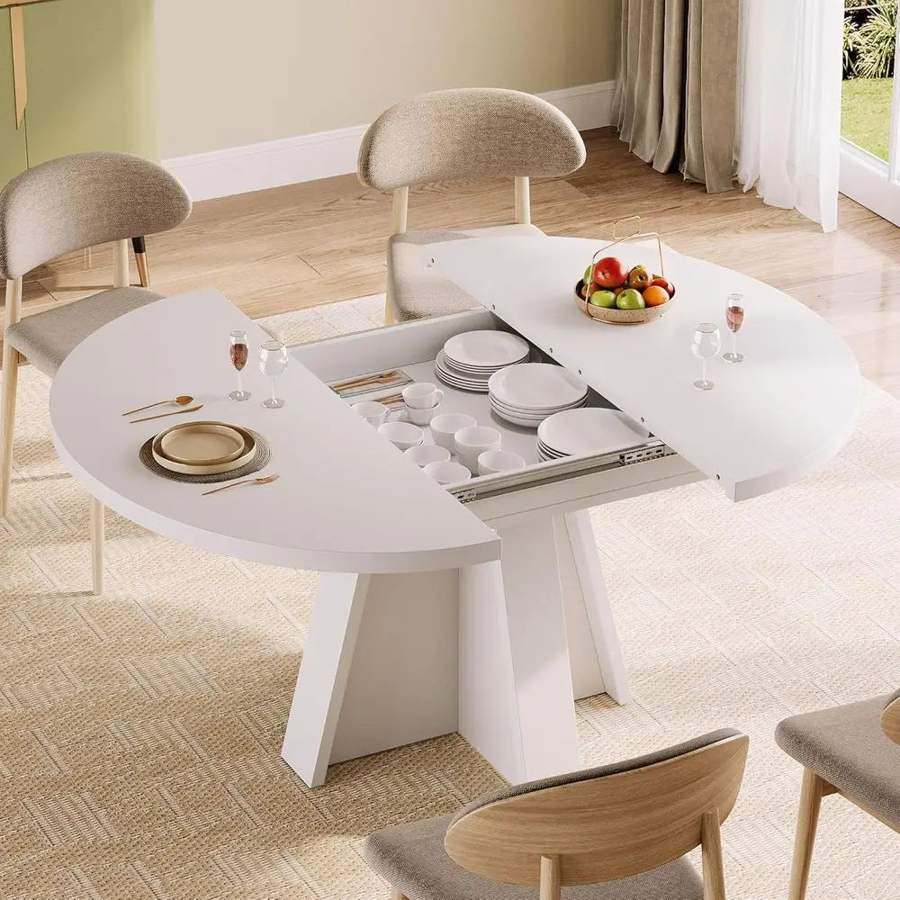 Ticify Expandable Round Dining Table For Kitchen And Dining Room