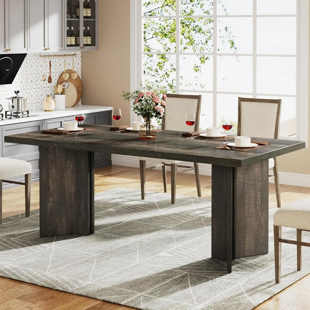 Tribesigns Modern Rectangular Wooden Kitchen Dining Table