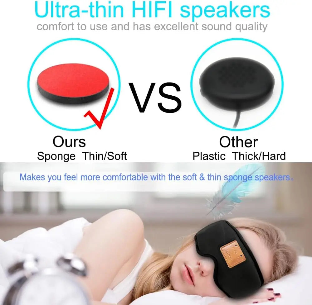 3D Sleeping Eye Mask With Built In Sponge Speakers Headphones