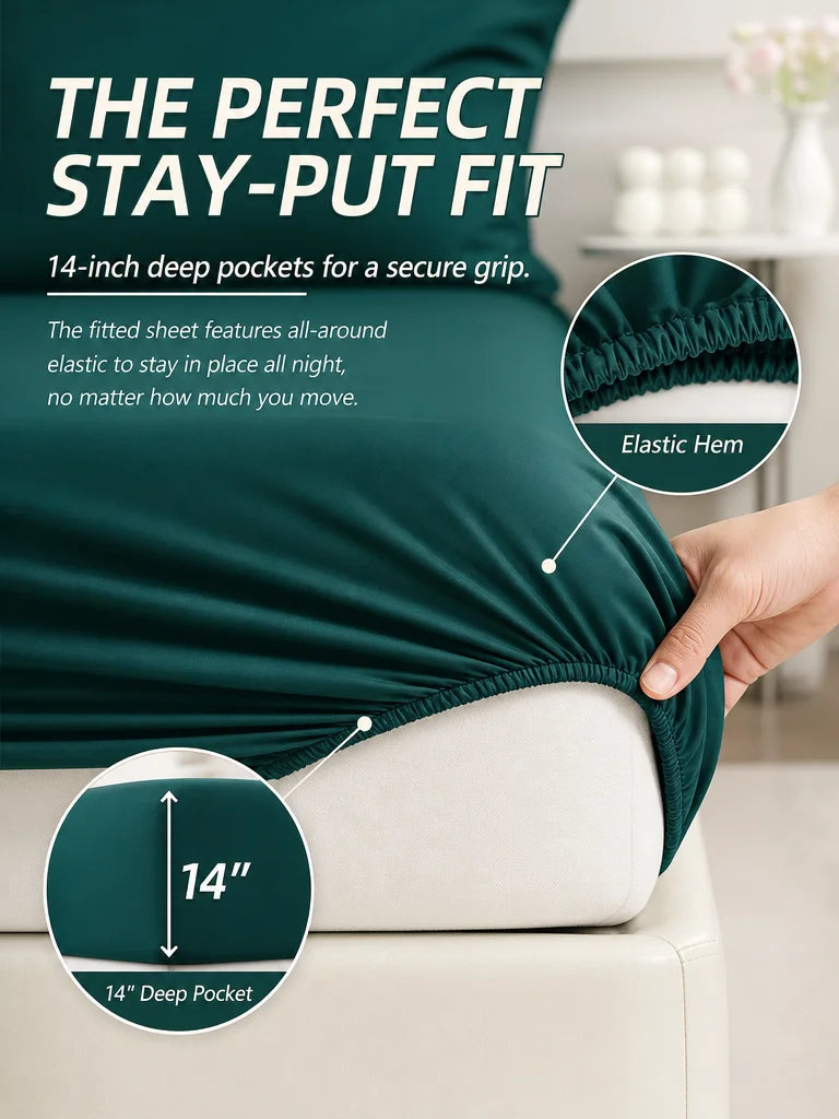 EasYum Brushed Polyester Quilted Bedding Set With Sheets