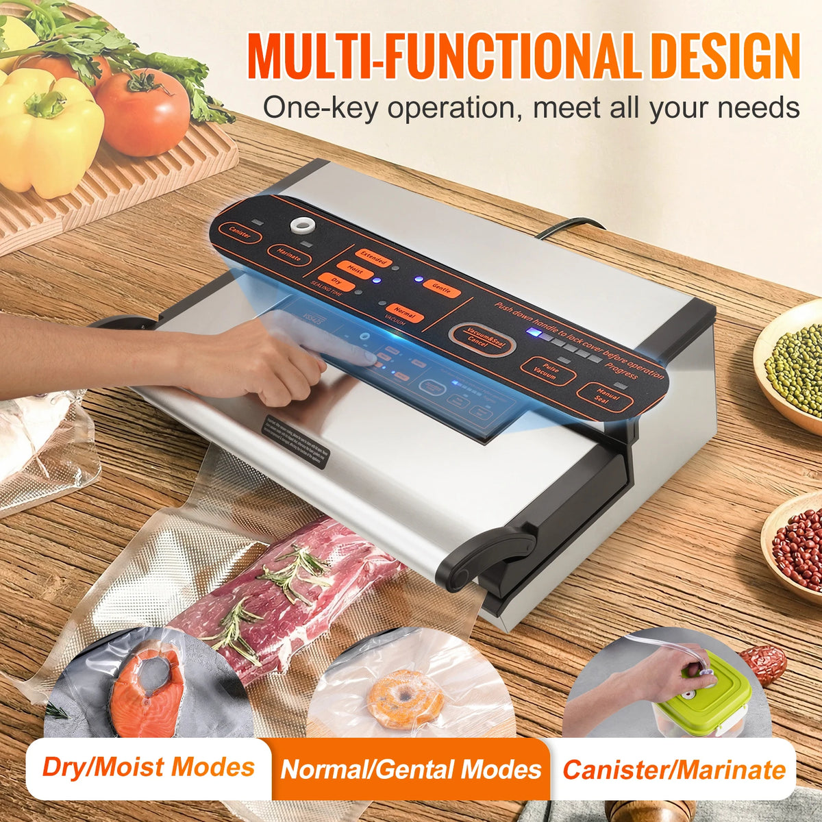 SucceBuy Commercial Automatic Food Vacuum Sealer With Bag Roll Cutter