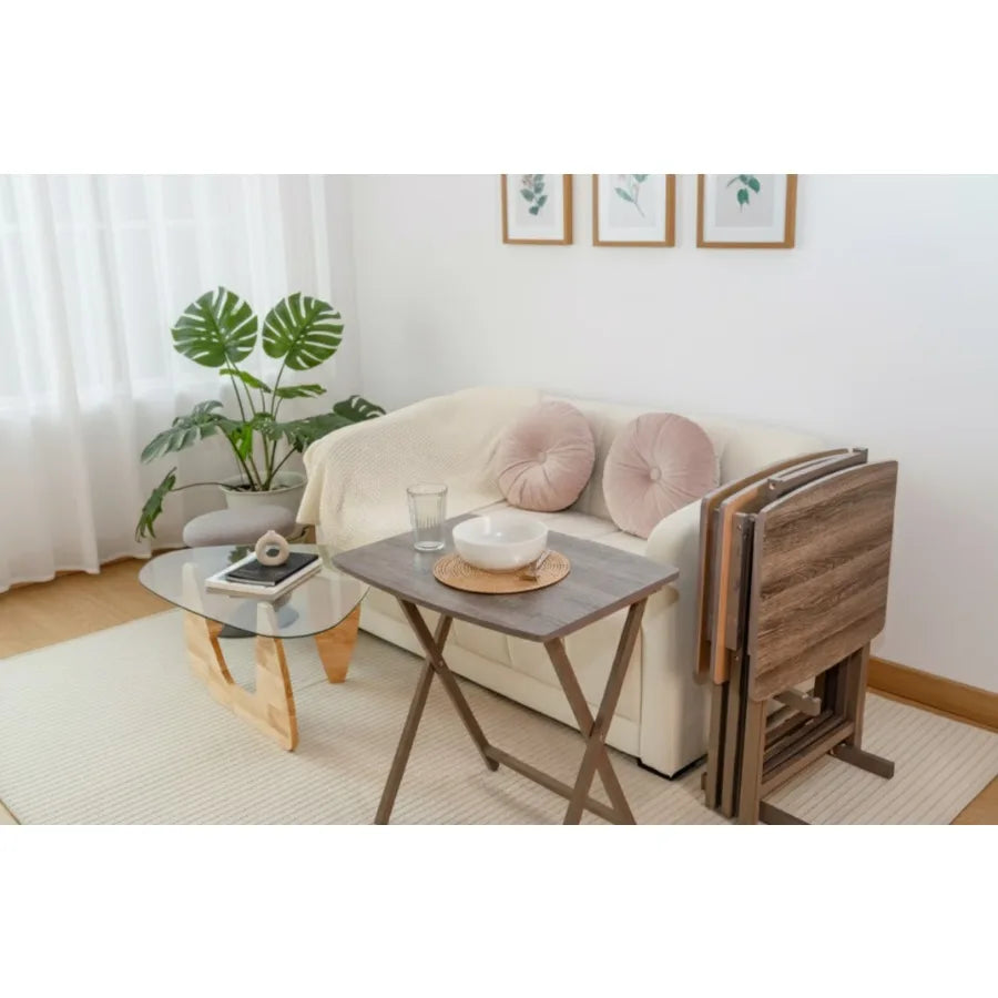 Mainstays 5-Piece Folding TV Tray Table Set With Storage Rack