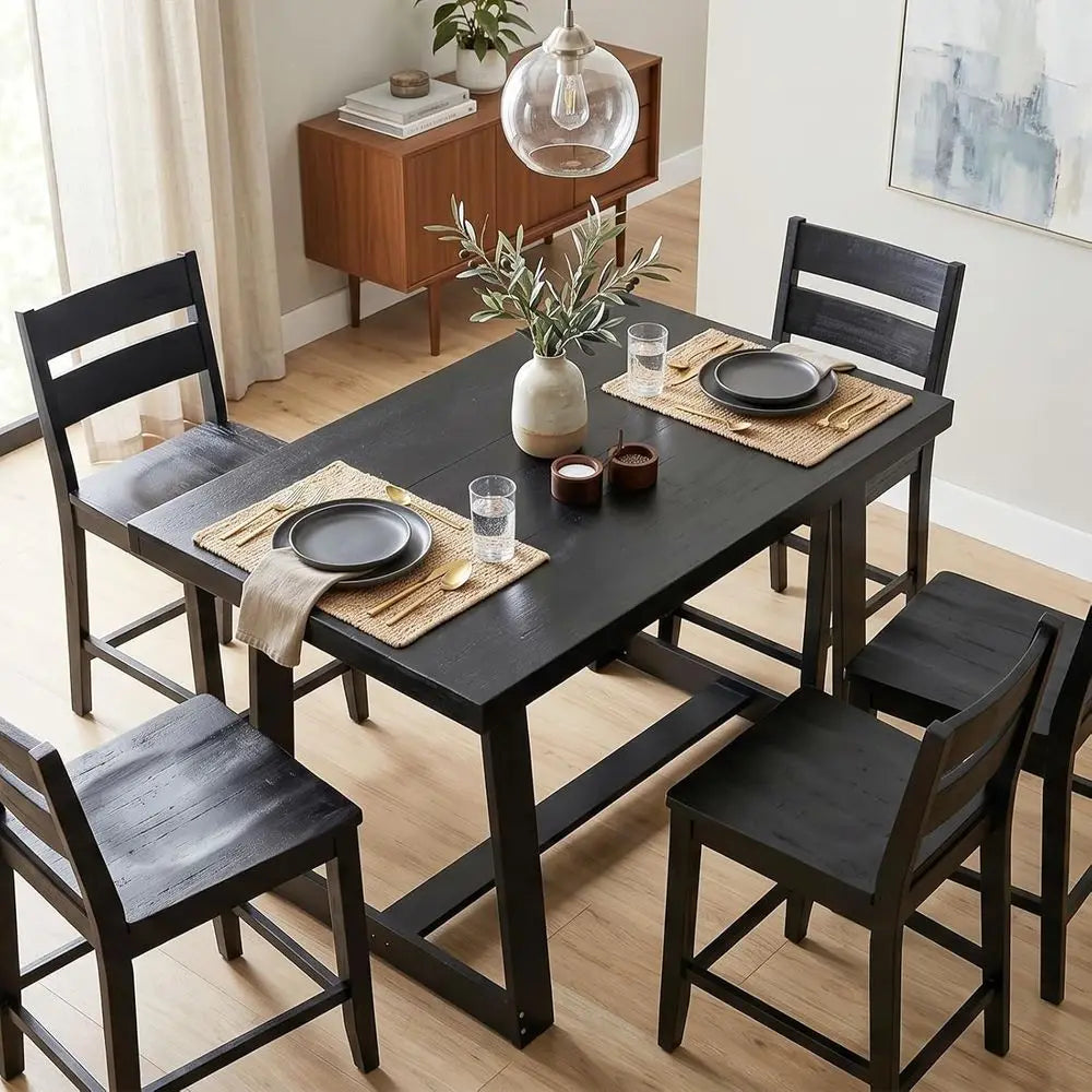 Ticify Solid Pine Dining Table Rectangular For Kitchen And Dining Room