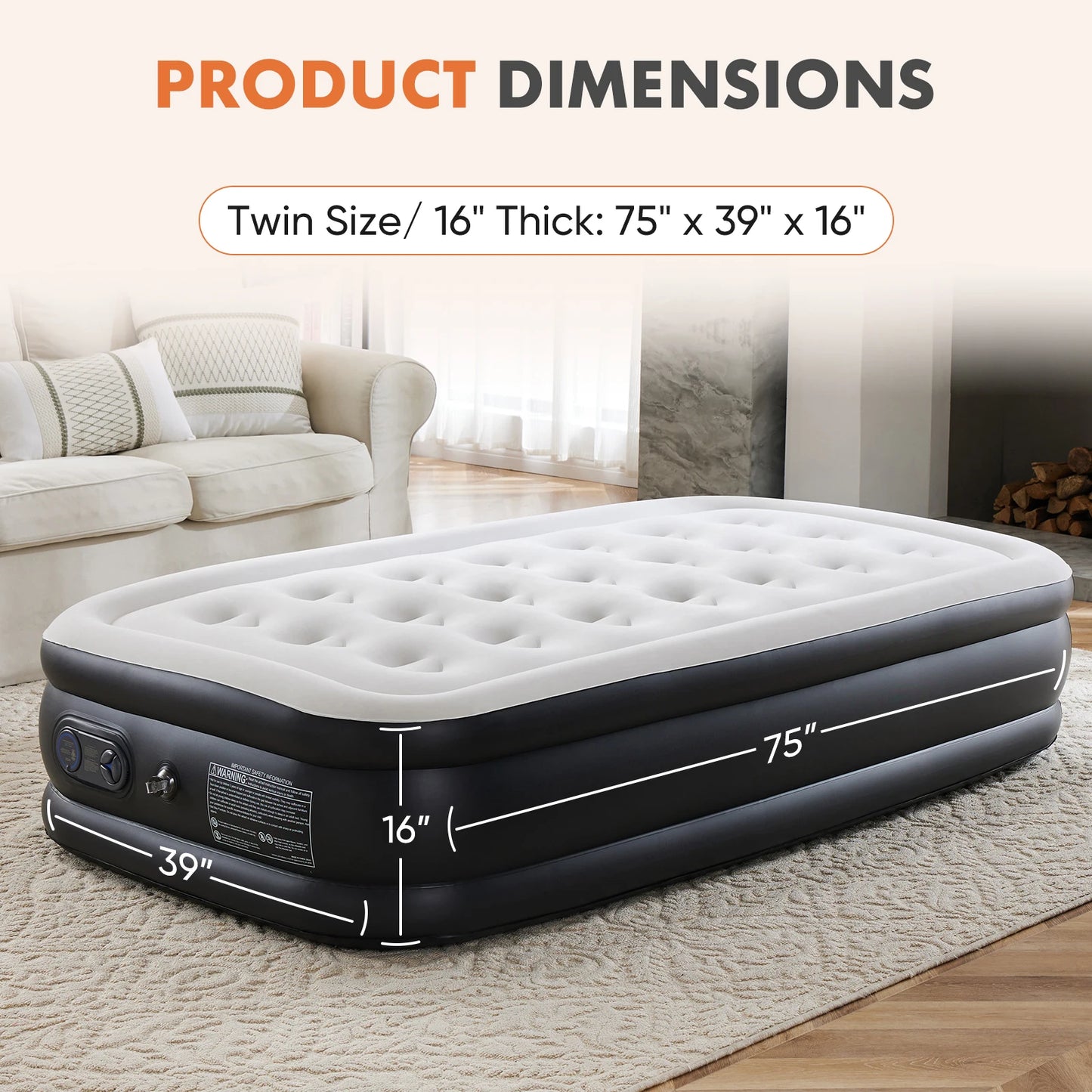 MCQ Air Mattress With Built In Pump Non Slip Bottom