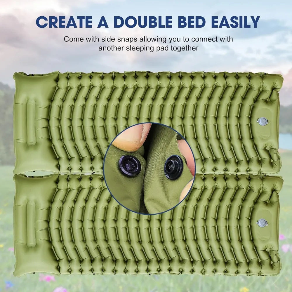 NBVCX Ultralight Inflatable Sleeping Pad With Pillow For Camping And Backpacking