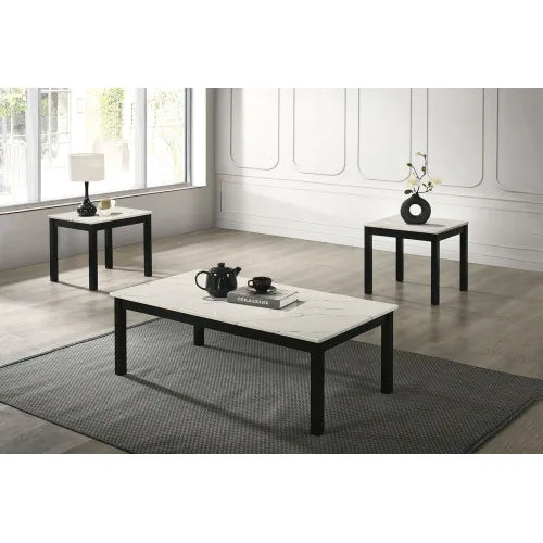 Faux Marble Coffee And End Table Set For Living Room