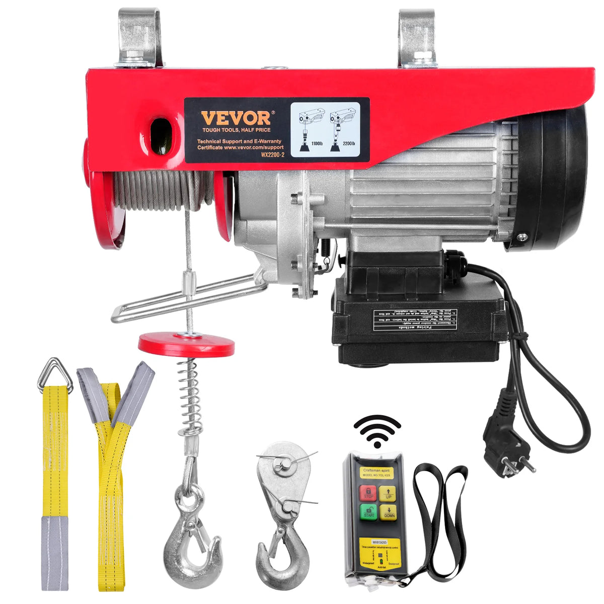 SucceBuy Wireless Electric Hoist Steel Wire Winch for Garage Use