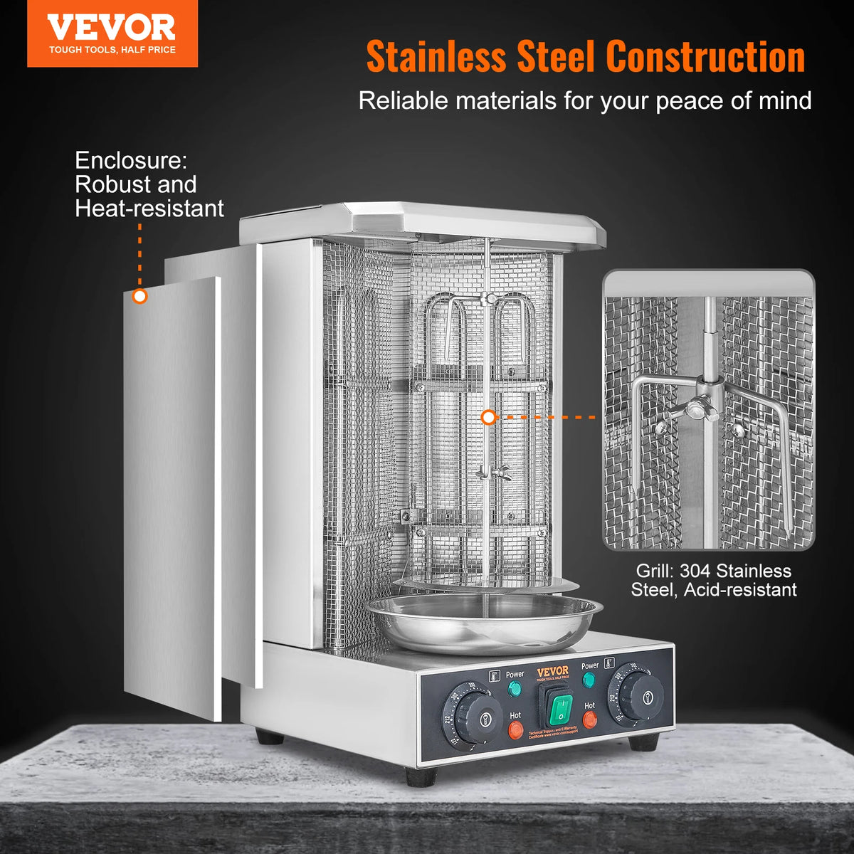 SucceBuy Electric Shawarma Grill Vertical Gyro Rotisserie Cooker