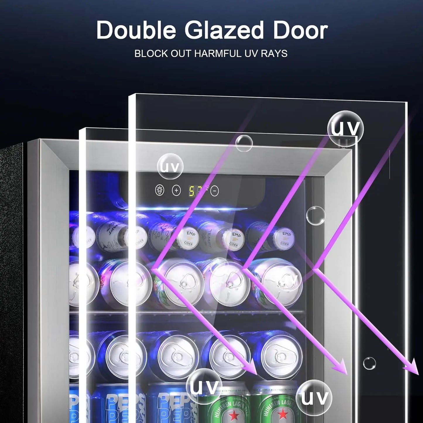 XMSJ 48 Can Beverage Refrigerator 12 Bottle Wine Cooler