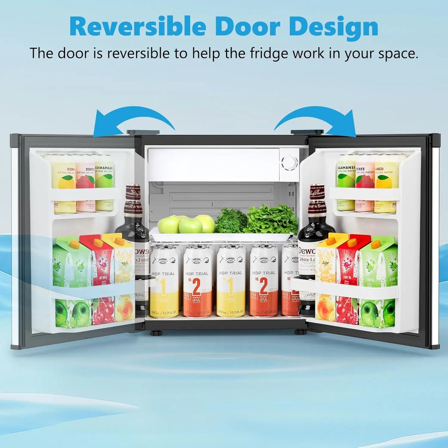 XMSJ Compact Mini Fridge With Freezer Ultra Quiet Energy Efficient