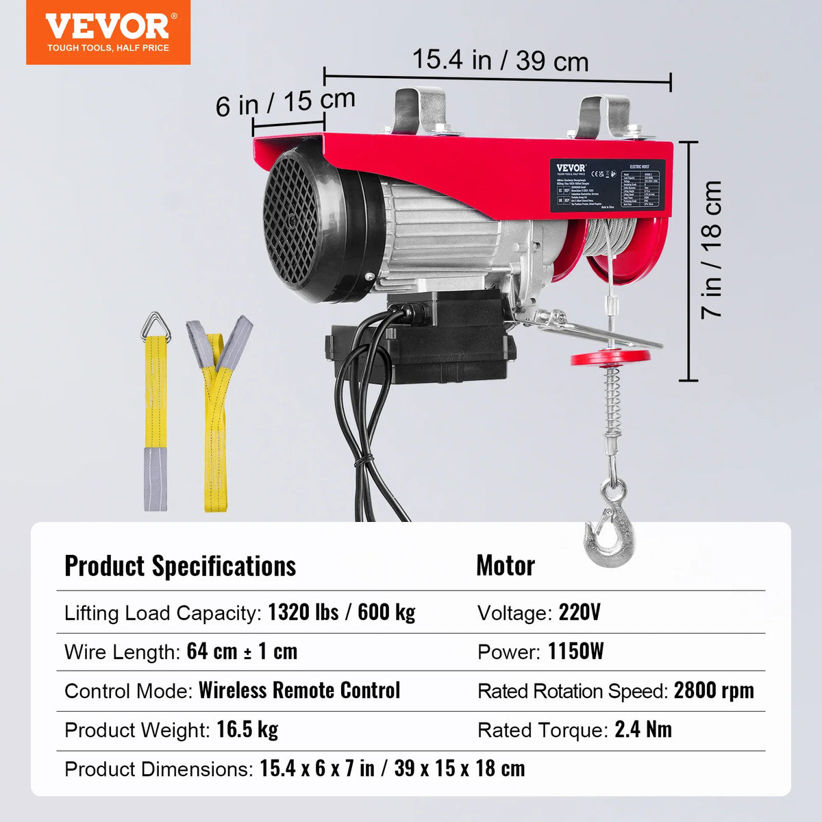 SucceBuy Wireless Electric Hoist Steel Wire Winch for Garage Use