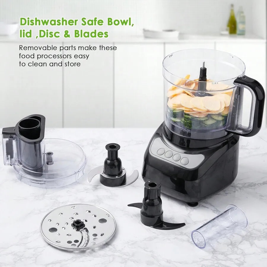 XMSJ Food Processor With 2 In 1 Feed Chute Veggie Chopper And Meat Grinder