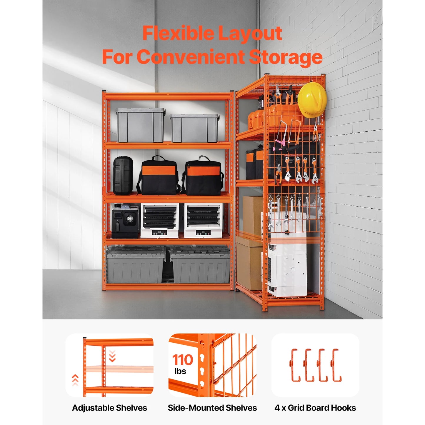 Metal Garage Shelving Unit 5 Tier Adjustable Warehouse