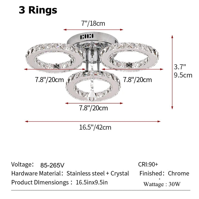 GreeLustr Modern Led Crystal Pendant Ceiling Light Fixture
