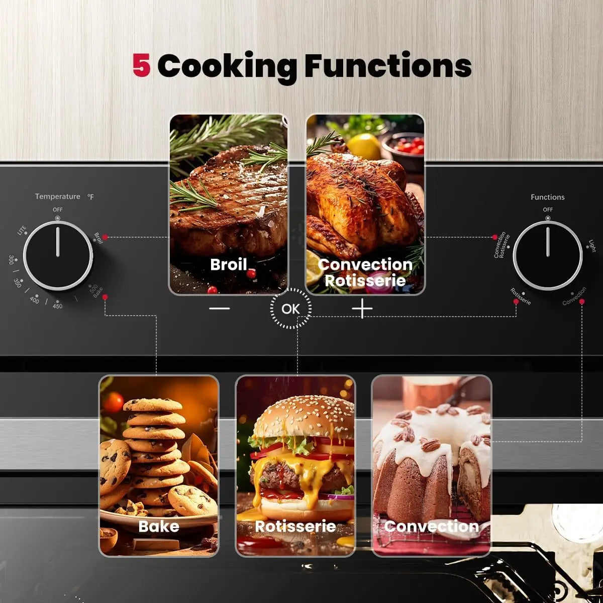 XMSJ Gas Wall Oven With Convection Bake Broil Digital Timer