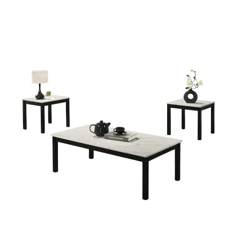 Faux Marble Coffee And End Table Set For Living Room