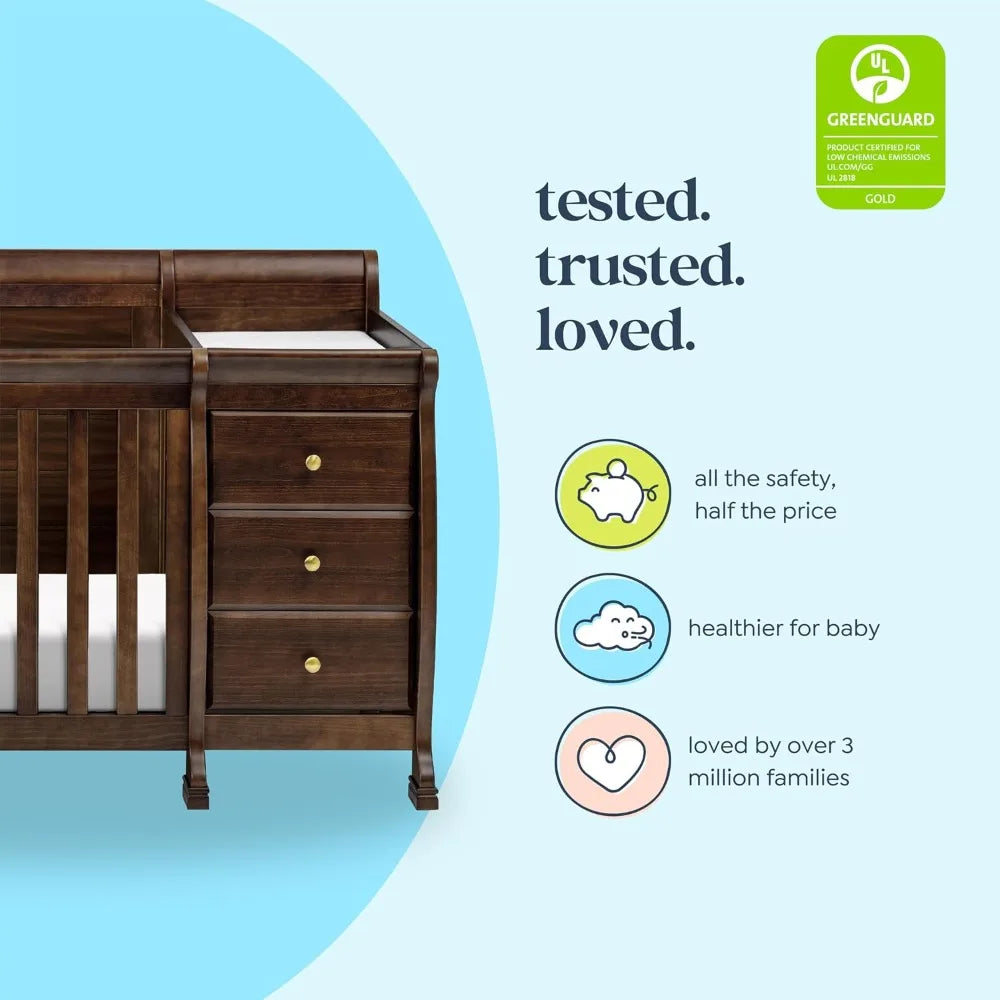 US Shipping 4 In 1 Convertible Baby Crib With Table