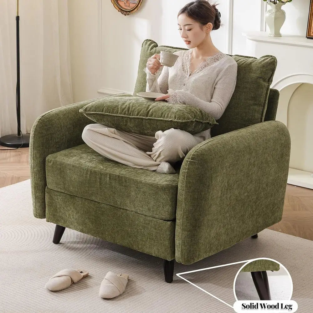 Oversized Accent Chair With Hidden Storage And Throw Pillows