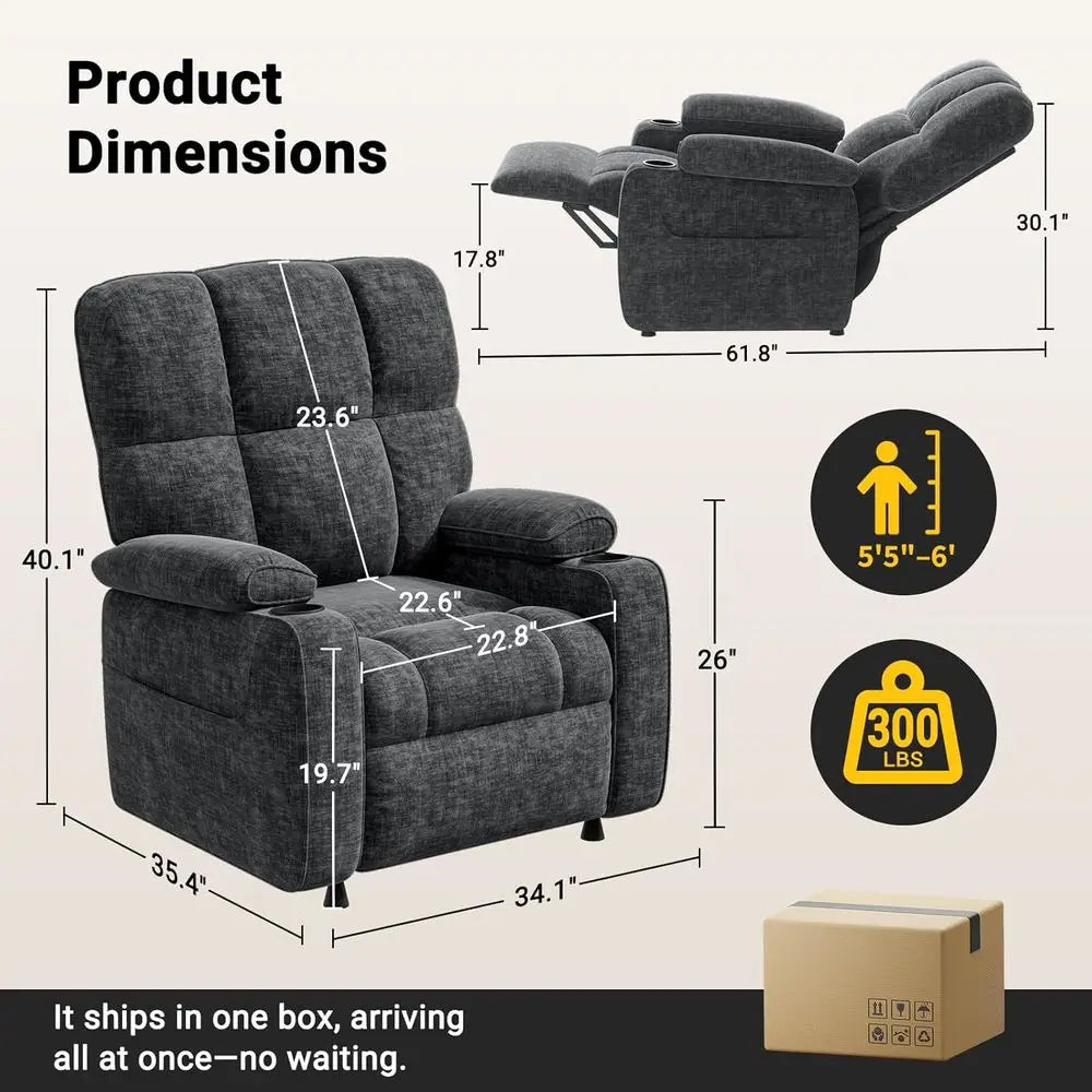 Power Recliner Chair For Adults Chenille Electric Recliner With USB
