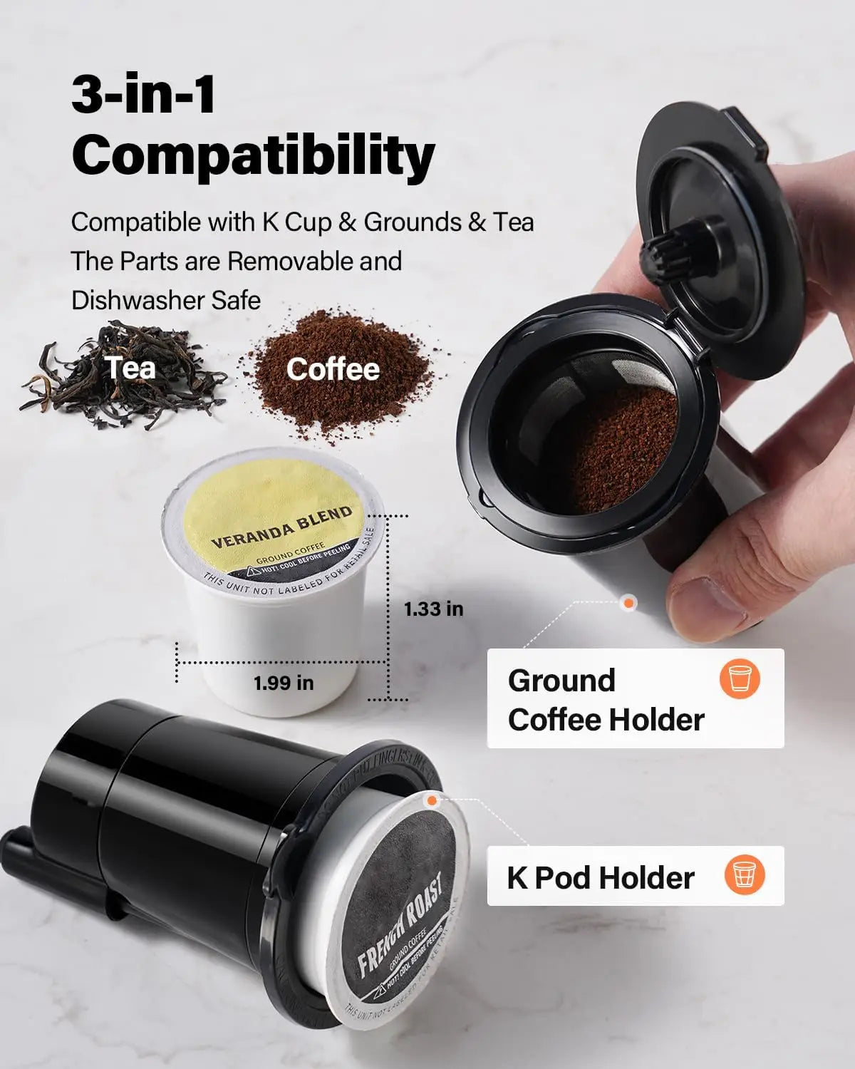 Single Serve Coffee Maker for KCup Pods and Grounds