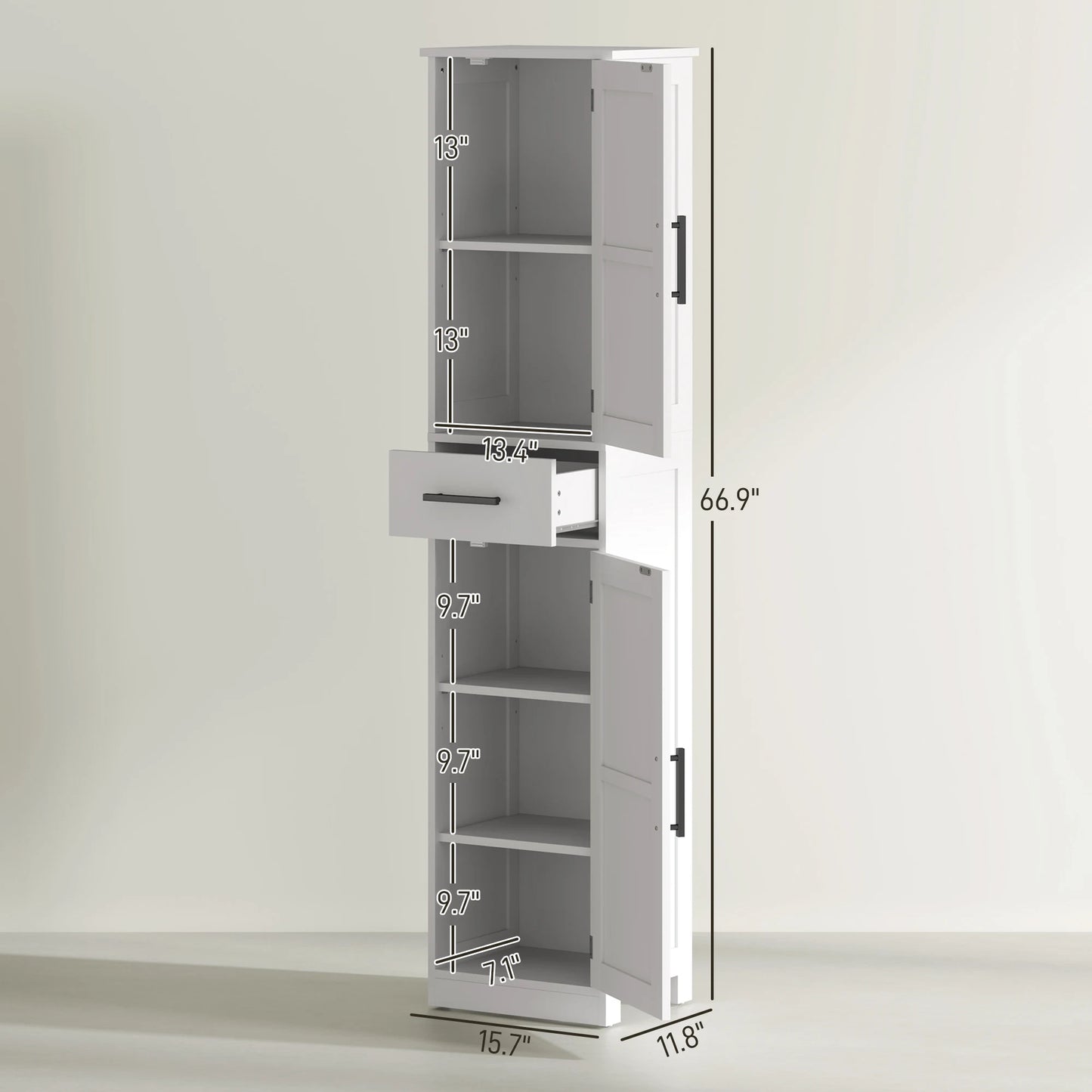 HOMCOM Farmhouse Narrow Bathroom Cabinet With Drawer And Barn Doors