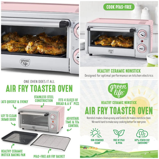 XMSJ Countertop Toaster Oven Air Fryer Ceramic Nonstick PFAS Free