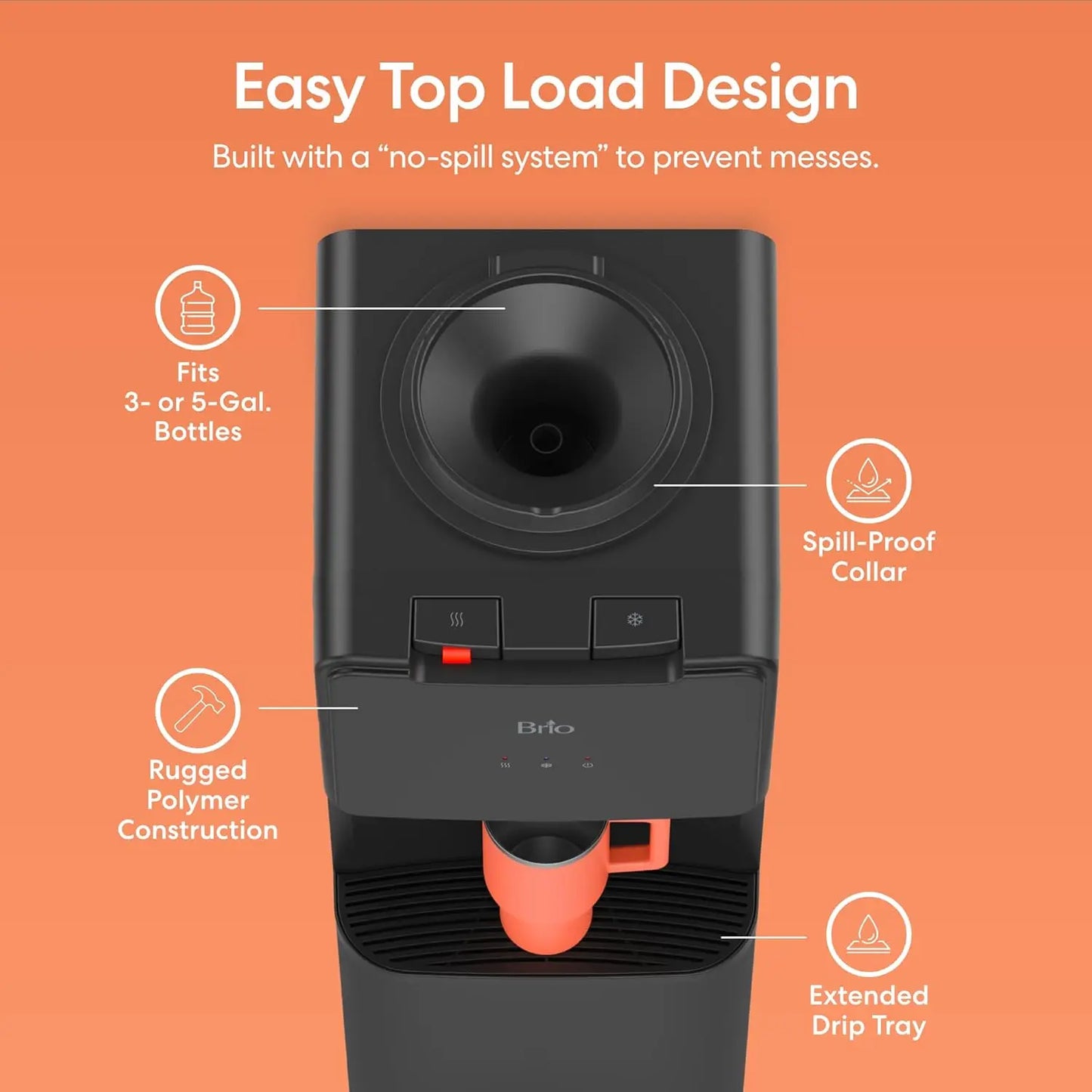 XMSJ 130 Series Top Load Water Cooler Dispenser Hot Cold Spill Free