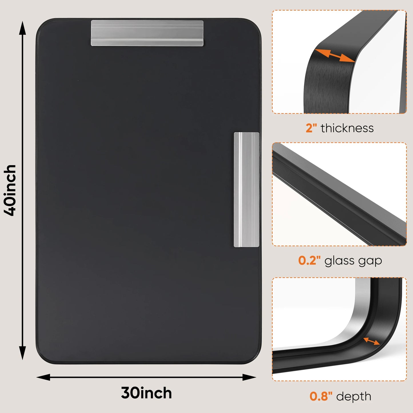 JHK Matte Metal Framed Bathroom Mirror For Wall Vanity
