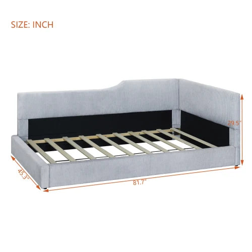 Twin L Shaped Corduroy Sofa Bed For Modern Living Room