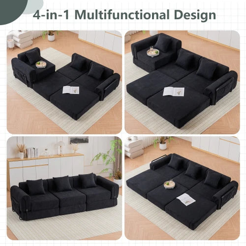 Triple Fold Convertible Lounge Chair Sofa For Living Room