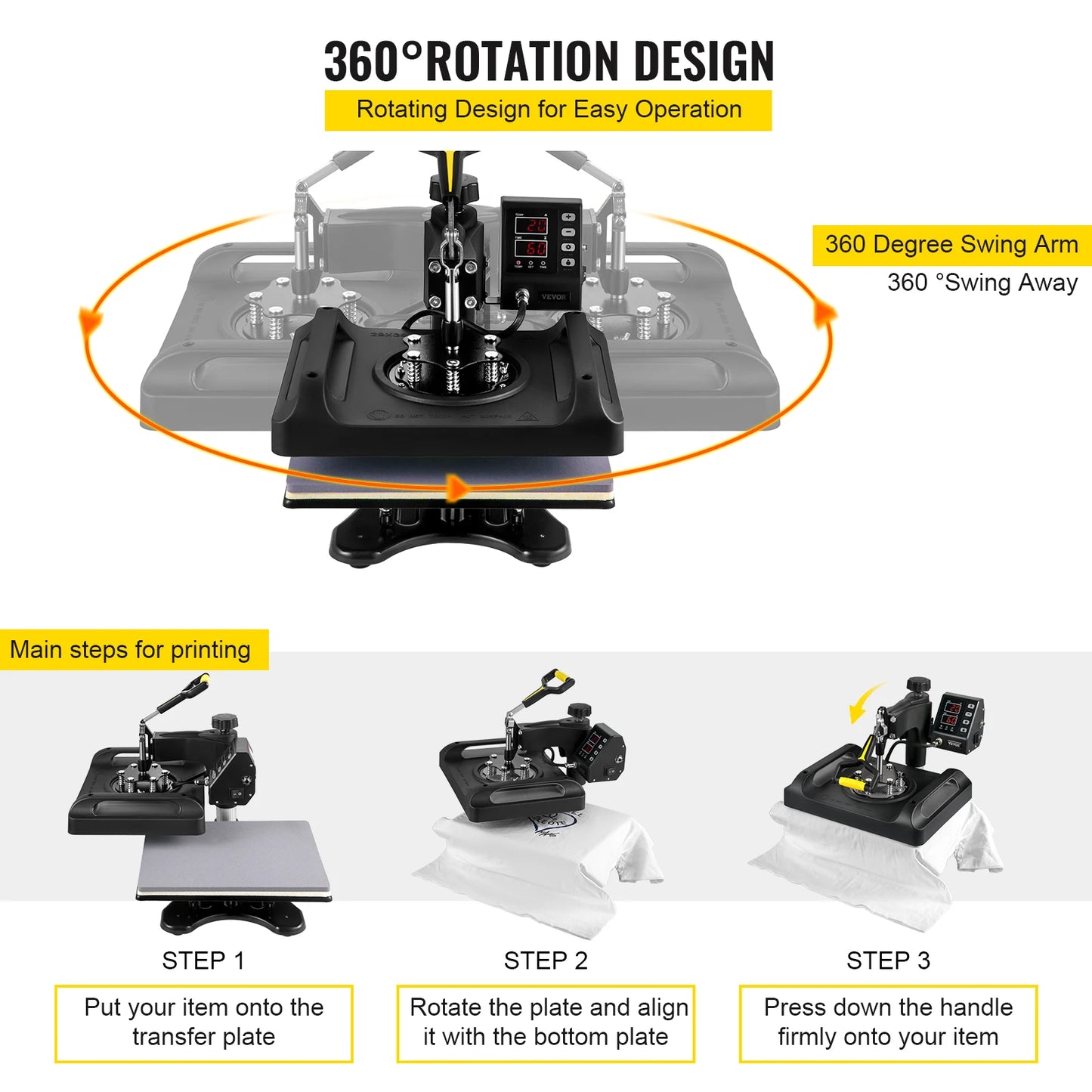 SucceBuy 8 In 1 Combo Heat Press Machine 360 Rotation