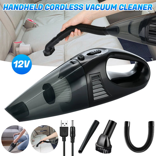 Cordless Car Vacuum Cleaner 12V With Extension Hose Nozzles