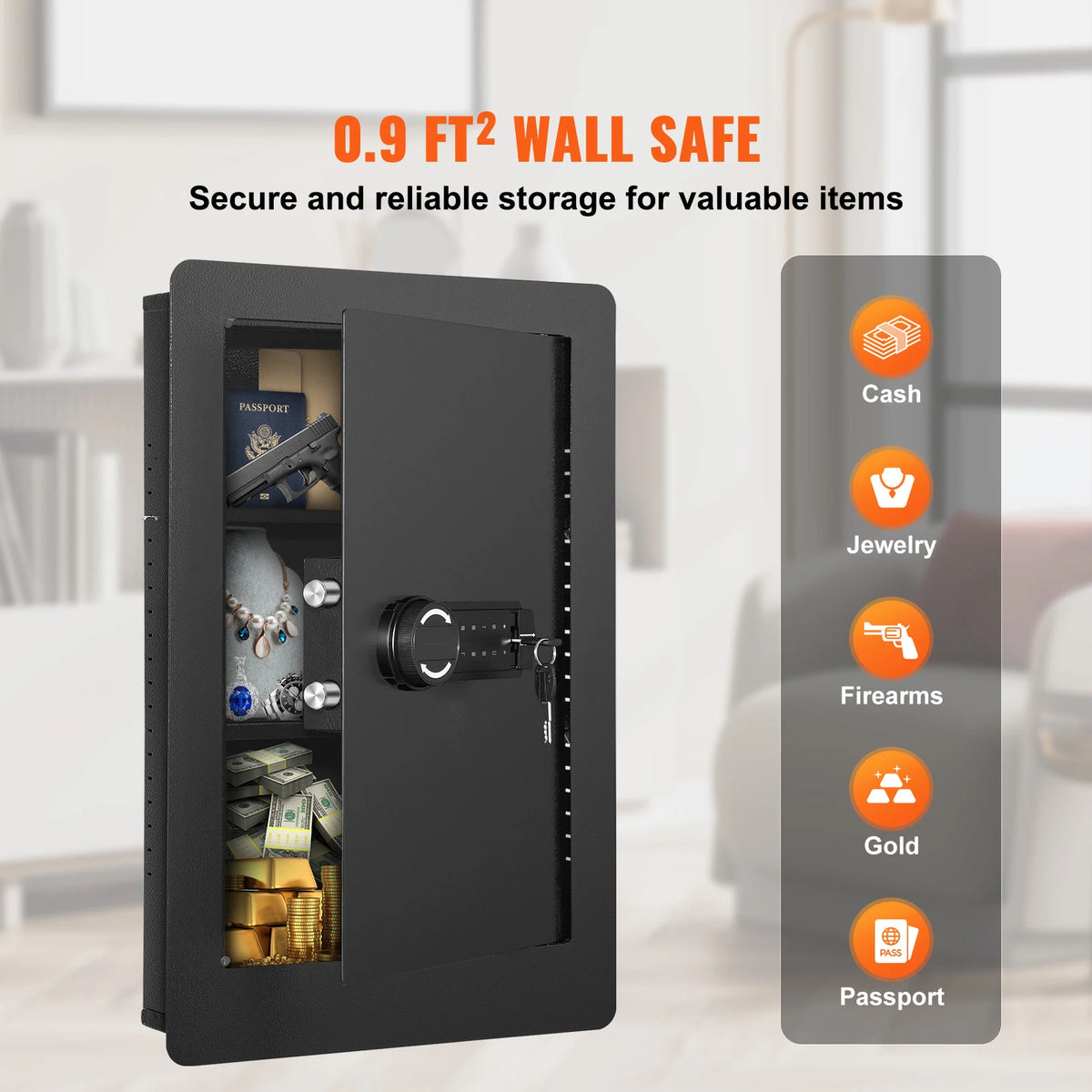 SucceBuy Hidden Keypad Wall Safe With Cold Rolled Steel Home
