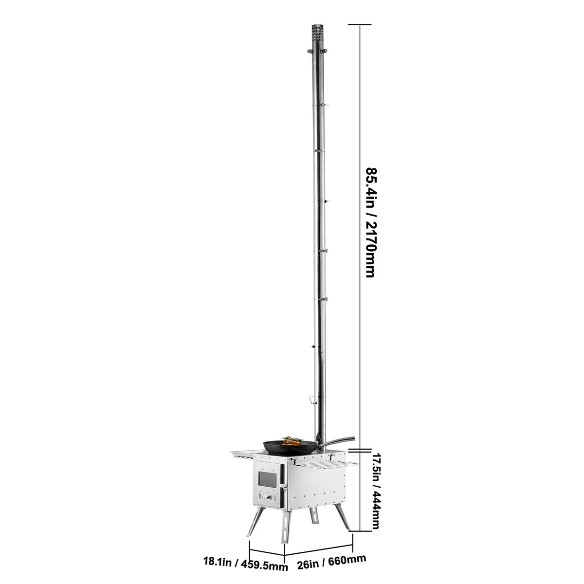 Portable Camping Wood Burning Stove With Chimney Pipes And Gloves