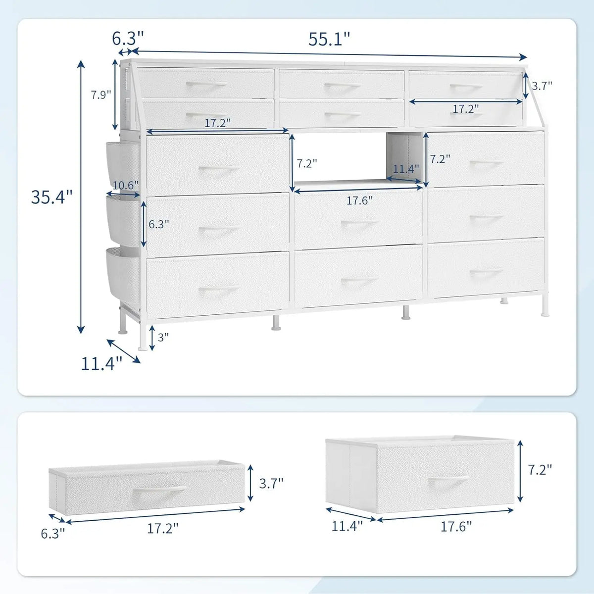 Twister Ck 14 Drawer Dresser With Wooden Top Storage Cabinet