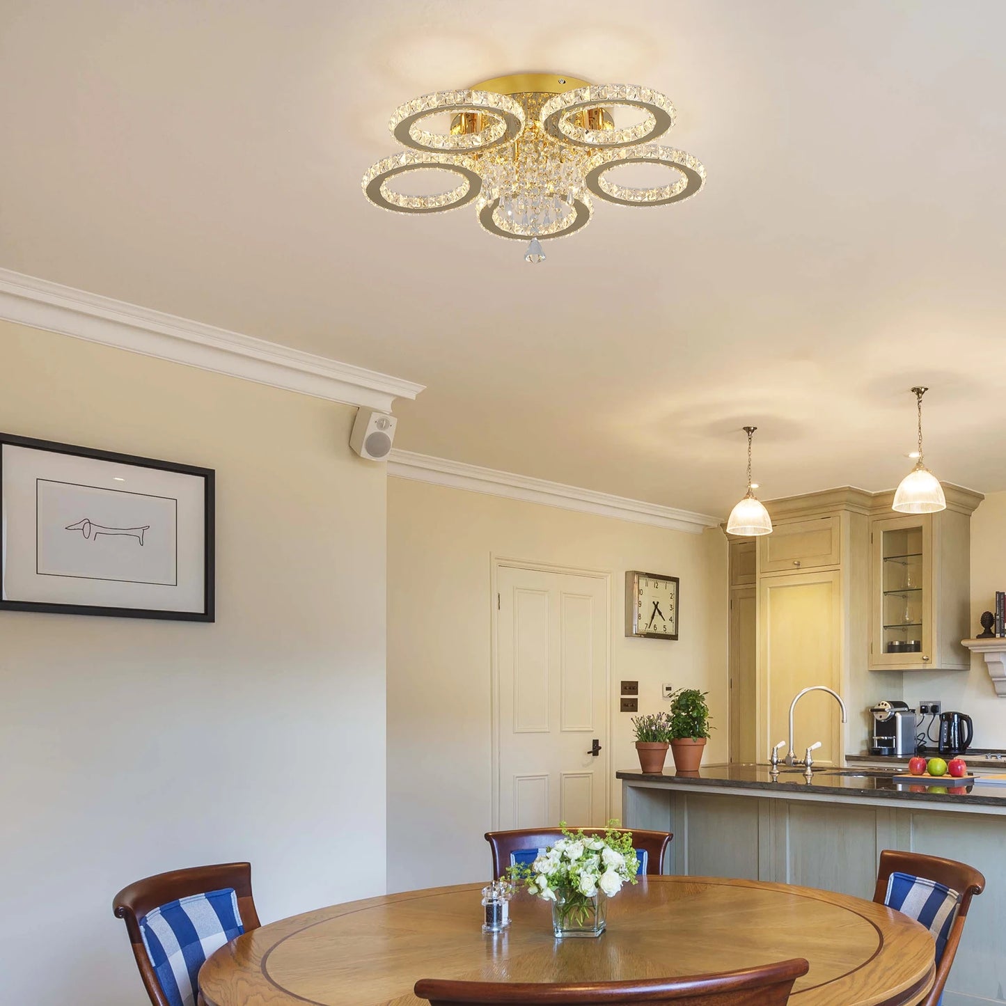 Vetrulus Modern Crystal Led Ceiling Light For Living Room