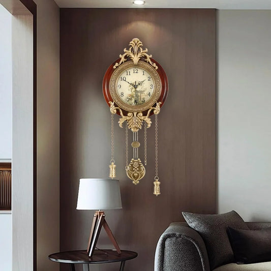 Vintage Wood Wall Clock With Pendulum Swing Design